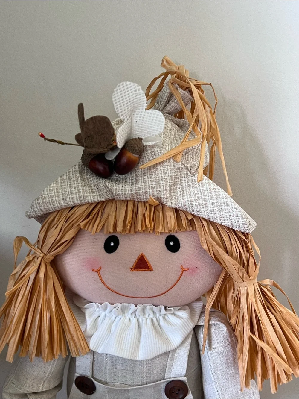 Fall Harvest Scarecrow girl Decor - Beige & Orange